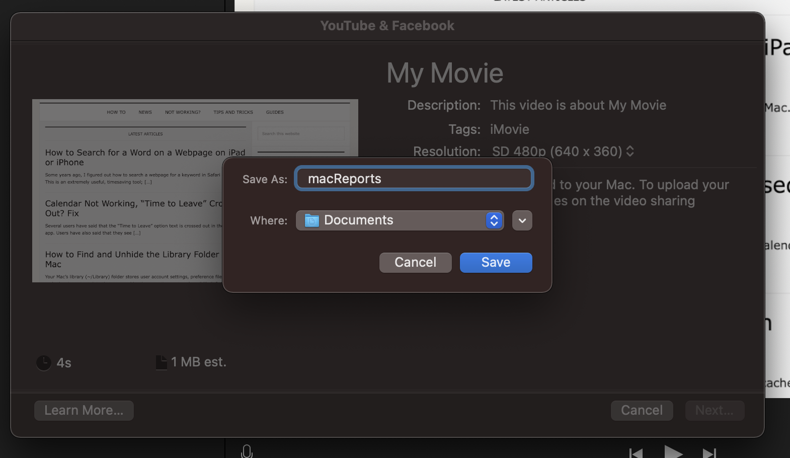 make an imovie on mac for youtube